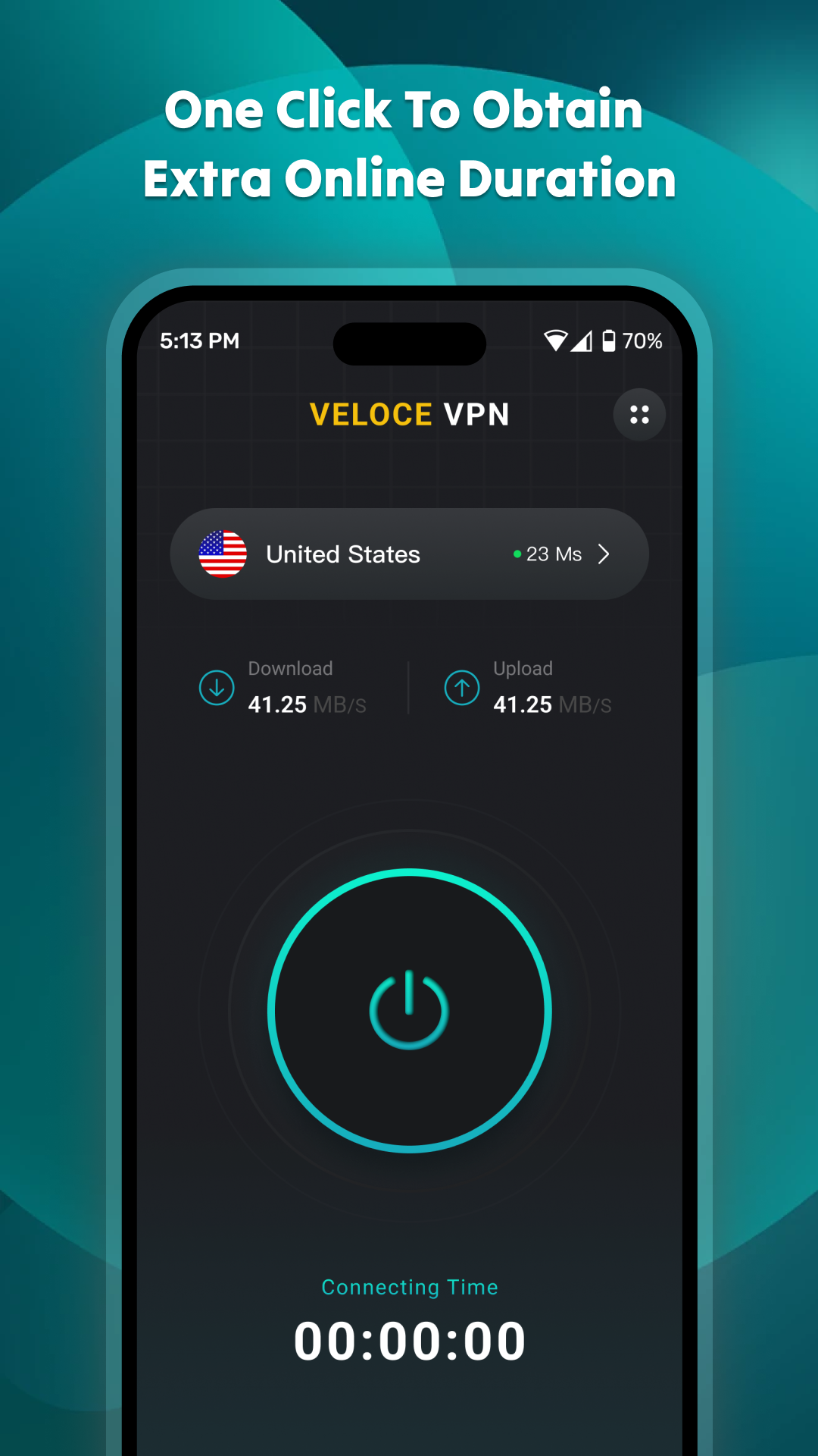 Veloce VPN app screen 2